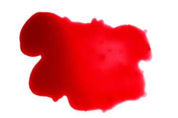 Blood drop or stain on isolated blank background
