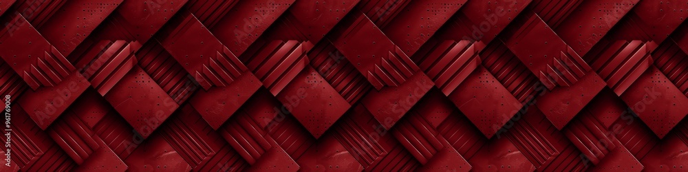 Aufkleber Abstract texture dark red background banner panorama long with 3d overlapping layers geometric gradient shapes for website, business, print design template paper illustration, seamless pattern