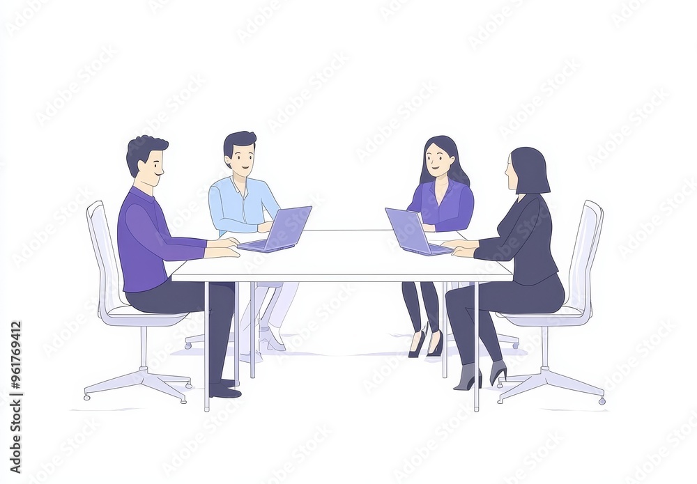 Poster colored flat illustration. isolated on white background. coworking and teamwork in the office. commu