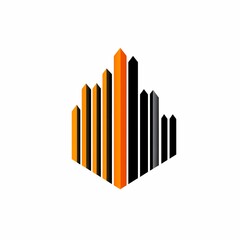 Obraz premium Abstract geometric design with black and orange arrows pointing upwards