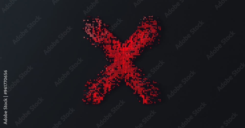Poster this is an abstract technology red square rectangle background made of animated lines and dots, part
