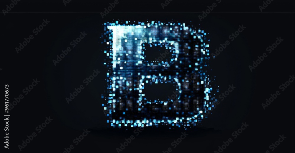 Poster Animated square rectangle background made from animated lines, dots, particles. Blend mode and FUI element. Abstract molecules. 3D image.