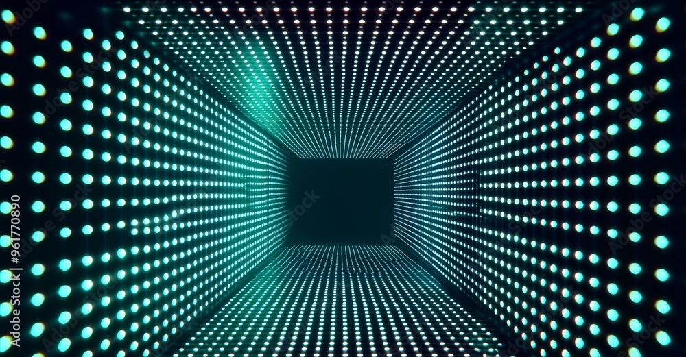 Fototapete This is a 3d design of a background made of animated lines and dots. The color is aquamarine. It has a blend mode of 4K, as well as a FUI element. This background is geometric and made based on