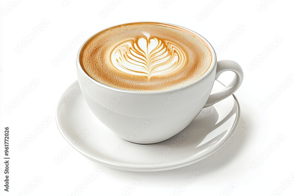Poster A transparent background with an ultra sharp cup of latte is available in stock
