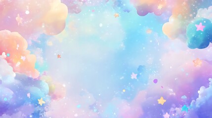 Soft Pastel Clouds with Dreamy Stars Creating a Magical Atmosphere