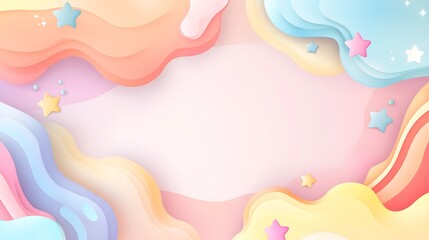 Dreamy Pastel Clouds with Stars and Flowers Creating a Whimsical Background