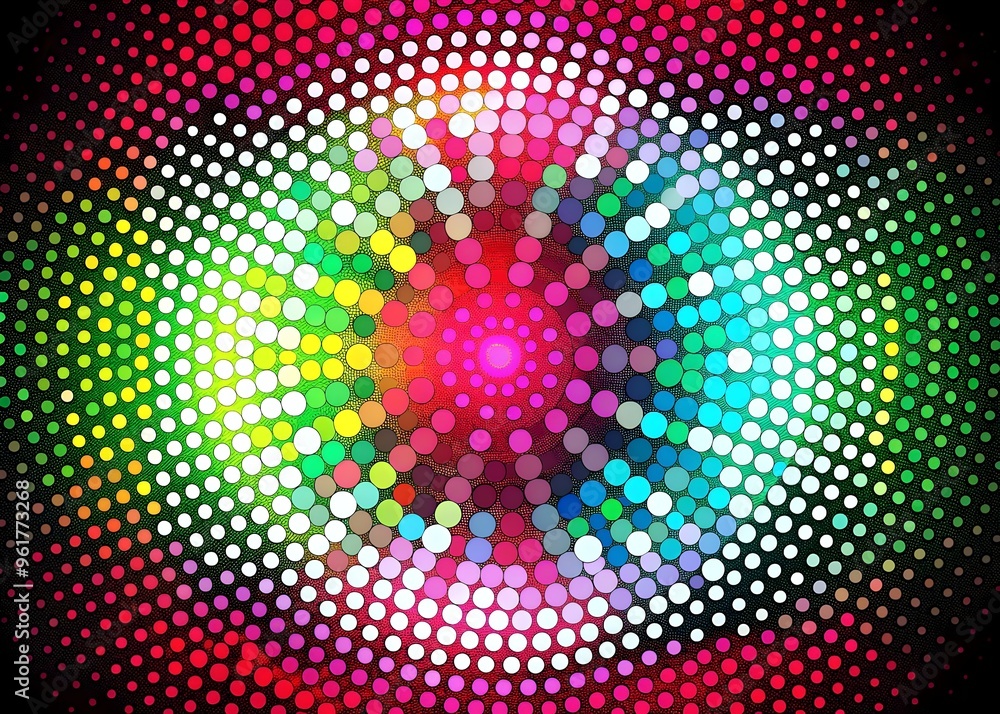 Poster vibrant colorful dots abstract design dynamic energy circles pattern