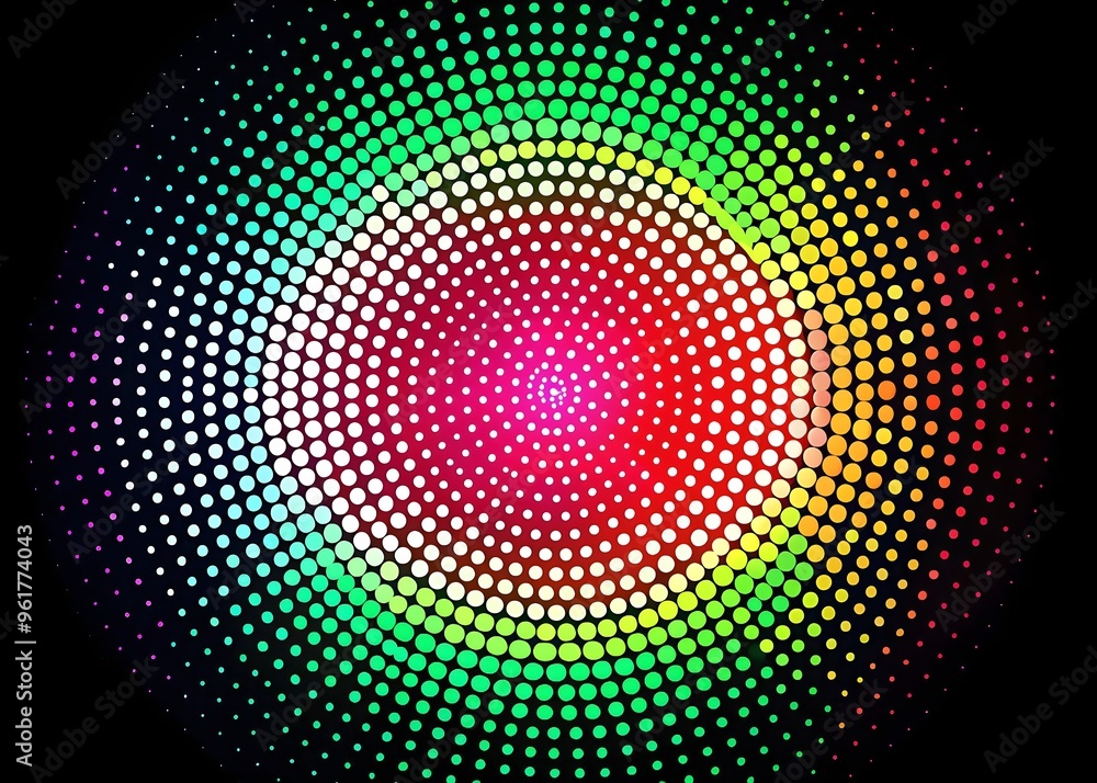 Poster vibrant colorful circular pattern dots gradient design art display