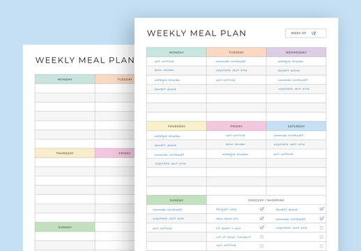 Weekly Meal Planner Layout