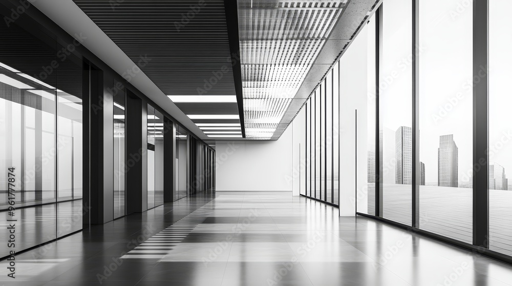 Poster reworked modern architecture showcasing a spacious empty area for text placement, featuring a minima