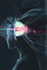 Abstract AGI visualization - Artificial General Intelligence Emerging