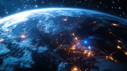 A global network connection over the planet earth.