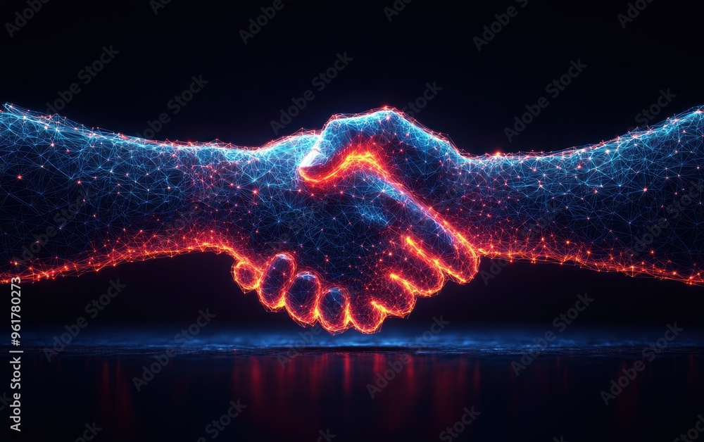 Poster digital handshake: a symbol of unity and connection