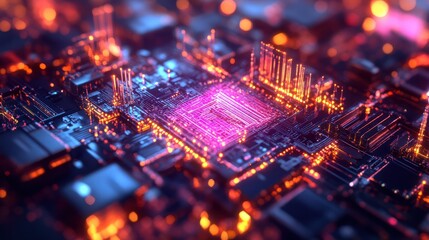 Fototapeta premium Artificial Intelligence - Computer Processor - Abstract - Generative AI