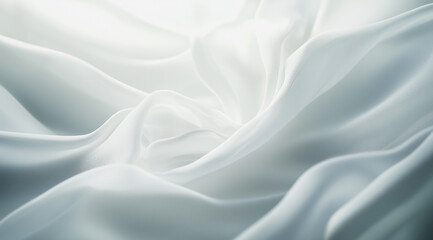 Fototapeta premium Luxurious folds of white silk fabric creating a soft and elegant texture. 