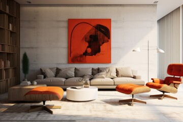 Modern living room with bright accent arm-chair
