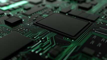 Abstract Green Circuit Board Closeup