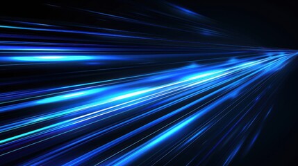 Abstract Blue Light Streaks on Black Background