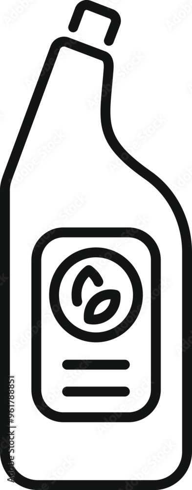 Poster simple design of a cleaning product container with a leaf symbol, representing biodegradable ingredi