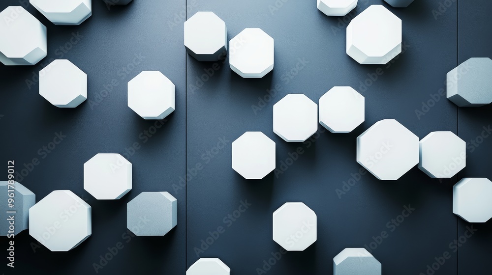 Poster honeycomb pattern isolation concept 3d rendering, 3d illustration with black hexagonal background, w
