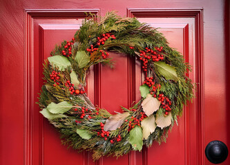 christmas wreath on the door