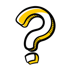 Illustrative question mark icon in a creative style for inquiry and curiosity concepts