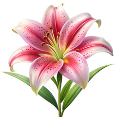 Naklejka premium Pink Lily. Single flower on white background, isolated