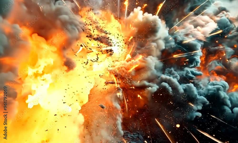 Poster exploding shapes with dynamic motion, video