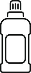 Obraz premium Simple black and white line drawing of a bottle with blank label, suitable for cleaning products or chemicals