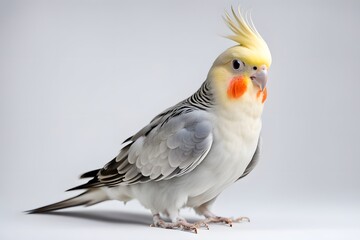 Cockatiel bird on white background, AI Generated