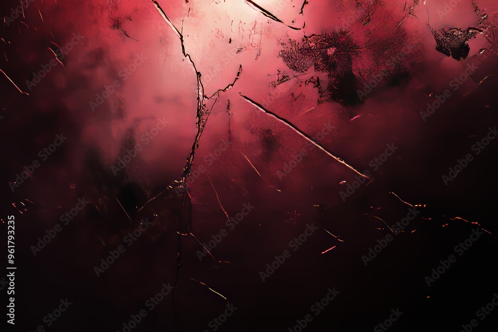 Poster the abstract pattern of red and black is light and has a gradient. the background is black dark slee