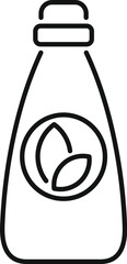 Line drawing of a bottle featuring a leaf logo, representing natural and eco conscious cleaning products