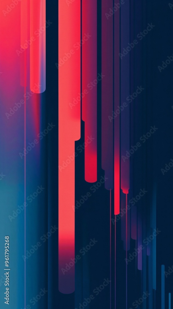 Poster abstract background with red and blue vertical lines