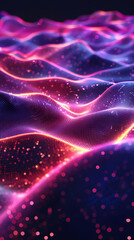 Obraz premium Background design with abstract waves of particles. Abstract wave moving dots flow particles, brochure background design with hi-tech elements and big data