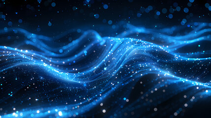 Background design with abstract waves of particles. Abstract wave moving dots flow particles, brochure background design with hi-tech elements and big data