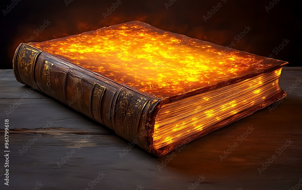 Poster radiant illumination - symbolic illuminated book representing knowledge and enlightenment