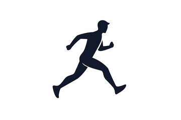 Fototapeta premium Minimalist Vector Logo of Person Running in Bold Black and White