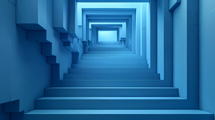Geometric blue stairs in paper cut style, Squid game,photostock style