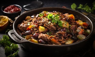 pot filled with meat and vegetables