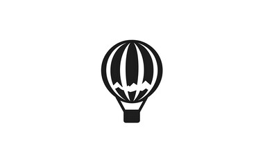 Fototapeta premium Minimalist Black and White Vector Logo of Hot Air Balloon Soaring Above Earth for Travel Agency Branding