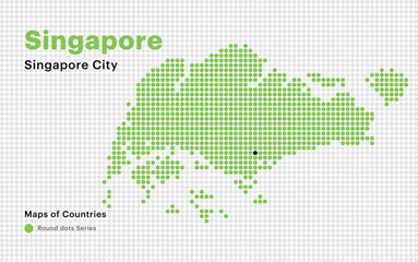 Fototapeta premium Creative Dotted Map of Singapore with capital Singapore City Round dots