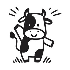 cartoon cute cow doodle hand drawn vector illustration template design