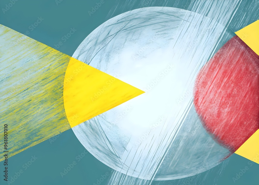 Poster abstract geometric shapes vibrant colors dynamic interaction artistic expression