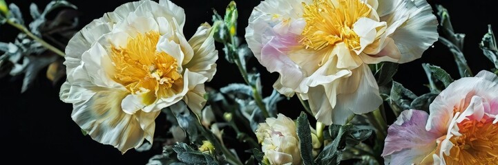 bunch flowers with yellow and pink petals