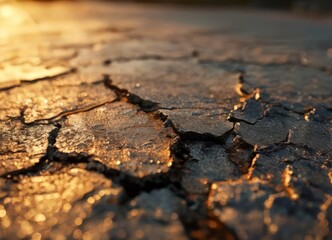 Fototapeta premium close up cracked road