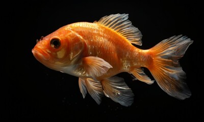 goldfish swimming in black water
