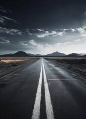 Fototapeta premium long road with line white lines