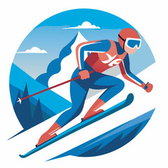 alpine skiing olympic sports game vector illustration design
