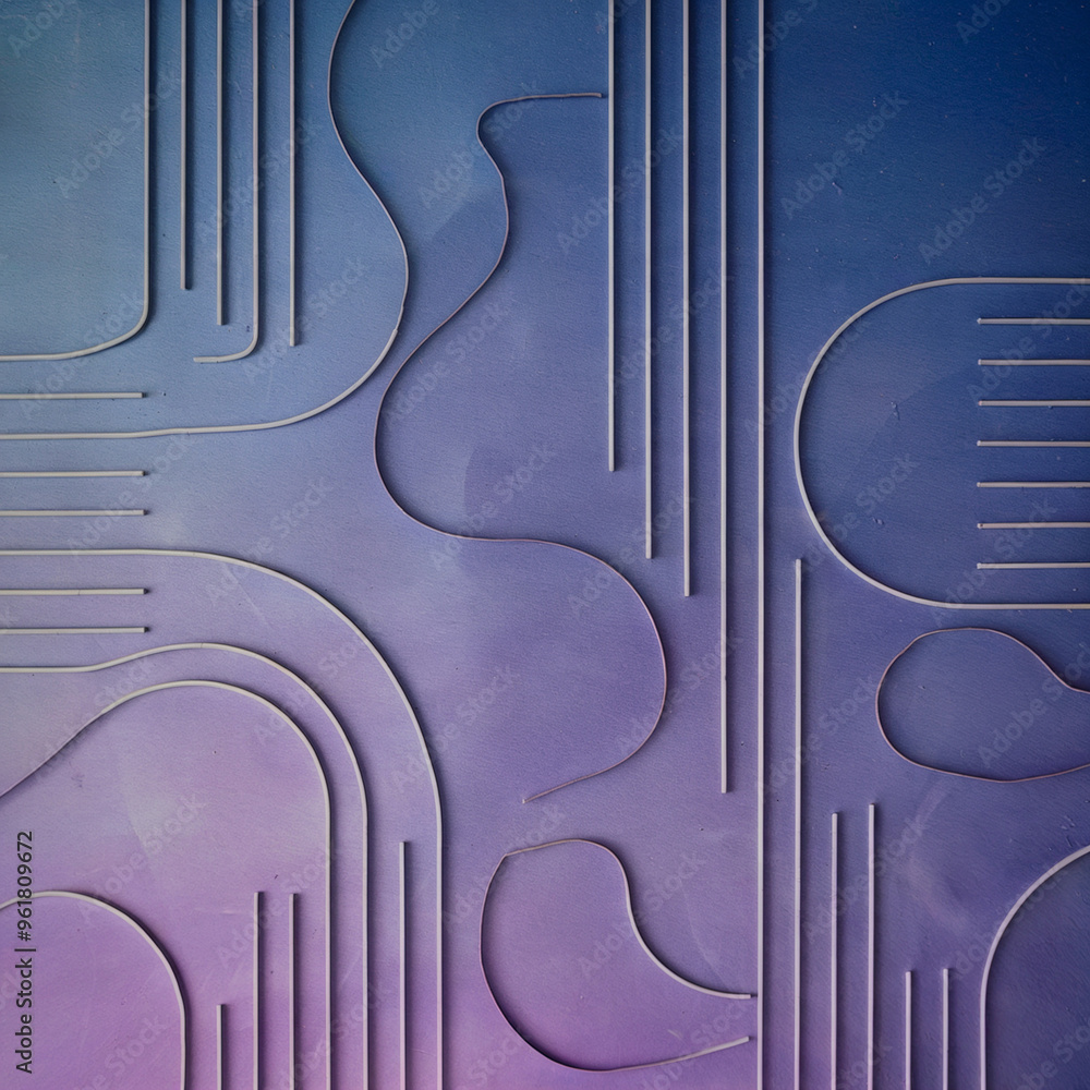 Poster a photo of a modern abstract background with a gradient of blue to purple. there are white lines of 