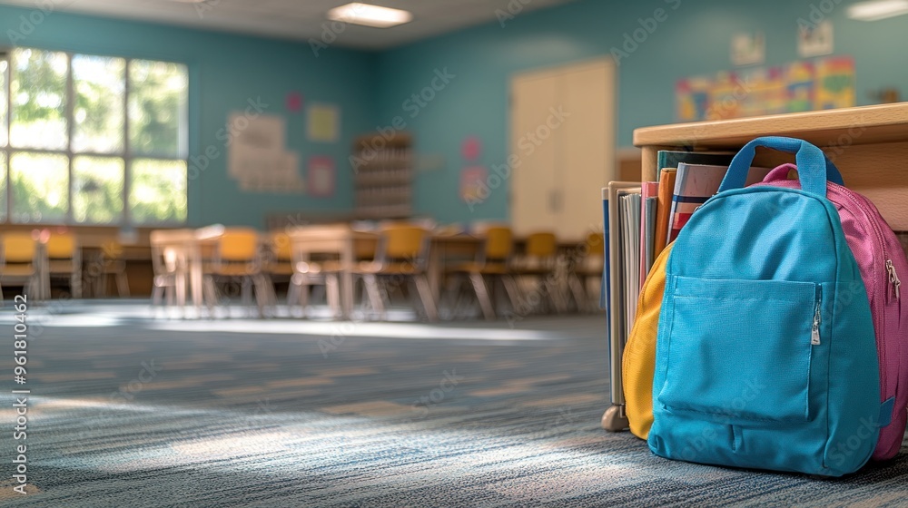 Poster Backpack in Empty Classroom